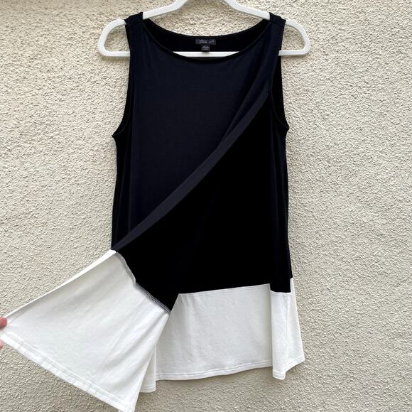 J Jill Wearever Colorblock Tank Top SP Tunic Black White - Picture 4 of 7